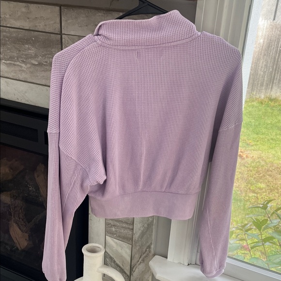 Hippie Rose Lilac Quarter-Zip Cropped Sweater - Picture 3 of 3